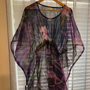 Sexy Sheer tropical cover up swim suit beach top-new with tags-one size